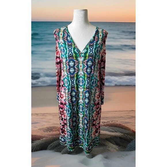 Nicole by Nicole Miller Women’s Multicolor Floral Cold Shoulder Sheath Dress M - Picture 1 of 7